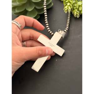 Pendentif Jerry Platero en opale (synthétique) et argent sterling avec incrustation de croix - Symbole religieux chrétien - Product Image 4