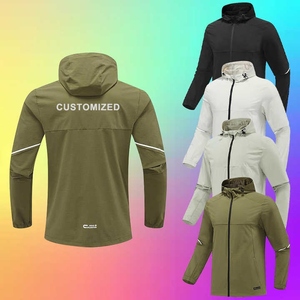 Chaqueta deportiva personalizada de Otoño Invierno para hombre, de secado rápido, de manga larga, con capucha, cortavientos, soporte, cierre de cremallera, informal, impermeable, estampado - Product Image 6