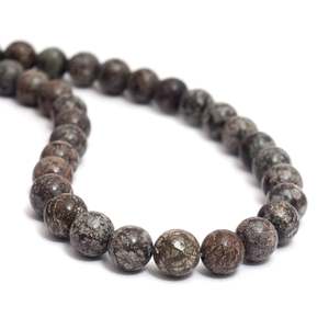 Chaîne de perles rondes en obsidienne flocon de neige naturelle, 15 pouces, pierre précieuse noire, marque Chakralum, pour la fabrication de bijoux, vente en gros - Product Image 5