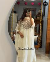 Ensemble Kurtis 3 pièces avec broderie et séquence de travail Tenue ethnique élégante pour femmes Parfait pour les mariages, les fêtes et les festivals