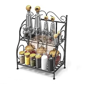 Étagère à épices en métal Lazy Susan à 2 niveaux, organisateur réglable en hauteur, plateau tournant en métal, support rotatif pour le rangement dans la cuisine et le garde-manger - Product Image 1