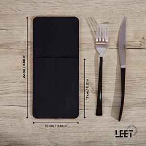 Organisateur de vaisselle en cuir fait main élégant porte-couverts pour fournitures de restaurant LYR-0036 - Product Image 3