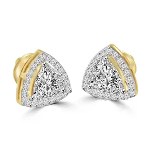 Nuevos diamantes de diseño dinámico Pendientes de oro blanco de 18 quilates Diamantes reales Pendientes de tuerca de oro sólido real - Product Image 5