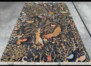 พรมขนสัตว์ทำมือลาย6X9รูปนกสีฟ้าลายต้นไม้คุณภาพสูงทันสมัยสำหรับบ้านโรงแรมร้านอาหารห้องสวดมนต์ปักลายนามธรรม - Product Image 2