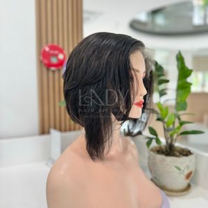 Perruques courtes pour femmes noires, extensions de cheveux bruts vietnamiens, perruques frontales, 100% - Product Image 2