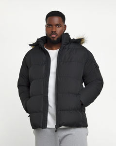 Veste d'hiver personnalisée 100% polyester pour hommes Streetwear grande taille épais avec col montant et capuche rembourrée en fourrure bulle - Product Image 2