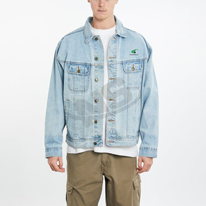 Stylish Winter <b>Denim</b> <b>Jacket</b> for Men Custom Made Polyester/Cotton Outerwear Solid Color <b>Lightweight</b> Durable Fashionable Front - Product Image 1