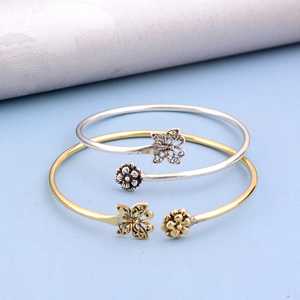 2026 New Fashion Cuff Bangle <b>Boho</b> Brass <b>Bracelet</b> Women Silver Plated Floral Butterfly Jewelry Dainty Garden Design Wholesale/OEM - Product Image 1