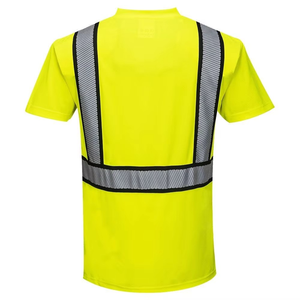 Camiseta de Alta Visibilidad con Estampado de Spandex/Algodón, Construcción Sólida, Franjas Reflectantes para Trabajo de Seguridad, Bolsillo con Cremallera, Comodidad y Seguridad - Product Image 3