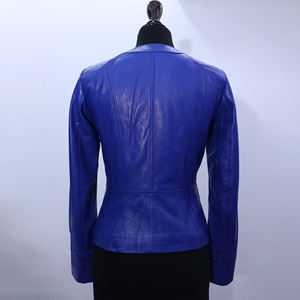 Chaqueta de Cuero Azul Cortavientos a Precio de Fábrica para Mujer, Chaqueta de Cuero Informal para Mujer a un Precio Razonable - Product Image 2