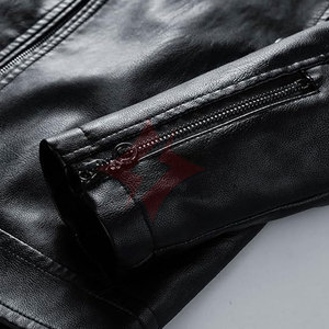 Chaqueta de Cuero Estilo Motero con Cierre Completo, Color Negro y Rojo, Moderna, Unisex, con Bloques de Color, Cuello Alto, Transpirable - Product Image 5