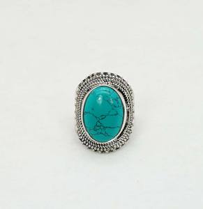 925 argent sterling massif mois de décembre pierre de naissance turquoise avec sertissage de lunette bague de forme ovale - Product Image 1