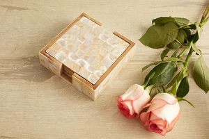 Sous-verre de luxe en nacre, style bohème, artisanal, écologique, finition incrustée de coquillages, pour une décoration intérieure exclusive - Product Image 5