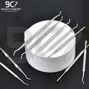 Empujador de cutículas de uñas de acero inoxidable de doble cara plateado, herramientas de manicura para limpieza de cutículas y suciedad - Product Image 5