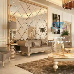 Miroir mural moderne à motif diamant pour intérieurs de luxe – Verre pour la décoration intérieure - Product Image 3