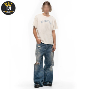 Hommes à la mode lavage à l'acide T-Shirts Design à la mode tenue décontracté bureau formel chemises à manches courtes tissu respirant confortable - Product Image 5