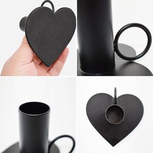 Lujoso candelabro estilo antiguo hierro diseño único en forma de corazón Metal hierro candelabro soporte negro recubierto hogar - Product Image 4