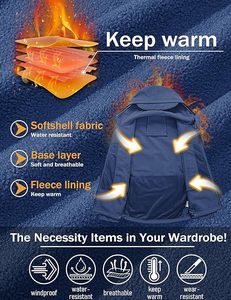 Veste d'hiver tactique doublée de polaire de performance pour hommes 7 poches Manteau souple respirant résistant à l'eau pour moto auto - Product Image 4