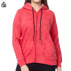 Sudadera con capucha y cremallera para mujer Mezcla Sudadera de algodón con bolsillo con capucha Sudaderas con capucha cortas con cremallera para mujer - Product Image 1