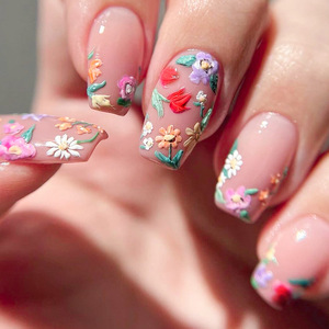 Faux ongles à presser en ABS, <span class=keywords><strong>forme</strong></span> carrée, ensemble de manucure avec lime à ongles et strass pour les doigts - Product Image 6