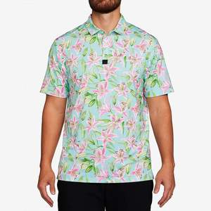 Vente en gros d'usine de polos de golf délavés avec lettres imprimées style plage grande taille polo pour hommes - Product Image 1