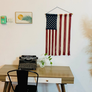 การออกแบบใหม่ล่าสุดทอมือ Macrame แขวนผนังธงอเมริกันตกแต่งผนัง Boho เป็นสัญลักษณ์ของขวัญจากเวียดนาม - Product Image 4