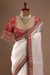 Sari en tissu personnalisé de qualité supérieure pour femme, avec chemisier à coupe éthérée, robe de soirée d'été pour adultes, export Sun - Product Image 2