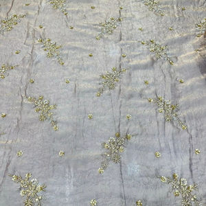 ผ้าไหม100% ที่ออกแบบมาสำหรับงานเย็บปักถักร้อยลูกปัดและหินลายดอกไม้หลากสีสำหรับชุดสูทแบบดั้งเดิมและ lehengas - Product Image 1