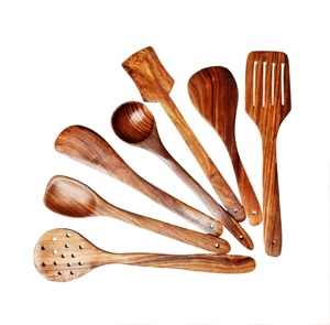 Dark Acacia <b>Kitchen</b> <b>Utensils</b> 6 Pieces Set <b>WOODEN</b> SALAD SERVER SET OF 2 HAND MADE UNIQUE KETCHENWAR - Product Image 5