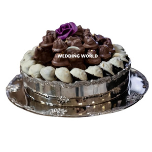 Bol à chocolat rond en métal avec plateau, bol à bonbons arabe de haute qualité, bol à chocolat fantaisie très vendu pour le Moyen-Orient - Product Image 6