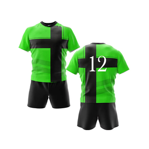 Ensemble d'uniformes de rugby respirants de haute qualité pour hommes et adultes unisexes Maillot d'équipe sublimé personnalisé avec short de style sportswear - Product Image 6
