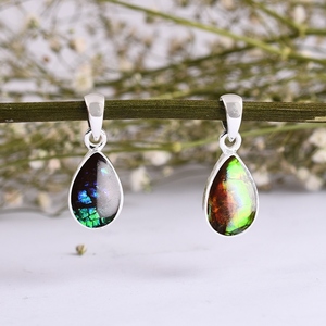 ทำด้วยมือ925จี้เงินสเตอร์ลิงพร้อมหินแอมโมไนต์อัญมณีธรรมชาติชุบทองสีเหลืองเครื่องประดับที่หรูหราของขวัญสำหรับเธอขายส่ง - Product Image 6