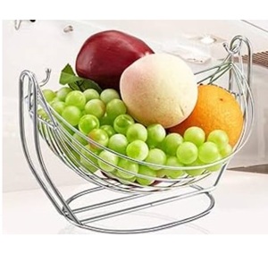 Panier à fruits en métal avec finition dorée rose pour le comptoir de cuisine ou la table à manger, décoration, paniers à fruits en métal - Product Image 2