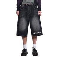 Shorts en jean baggy tissés personnalisés pour l'été, style streetwear, coupe droite, unisexe, ajustement ample, logo personnalisé, haute qualité, 100% coton, vente en gros