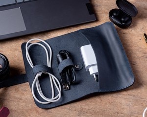 Durable Luxury Leather Waterproof Cable Organizer for USB Chargers & Earphones-Daily Use Office Travel OEM LCO-0036 - Product Image 1