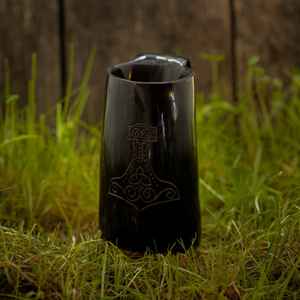 Jarra Vikinga de Cuerno para Beber, Hecha a Mano, de Primera Calidad, con Diseño de Martillo de Thor, para Hidromiel - Product Image 2