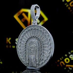 จี้เพชรโมอิสทรงกลมสีเงินสเตอร์ลิง925จี้ฮิปฮอปเย็นสำหรับเด็ก - Product Image 1