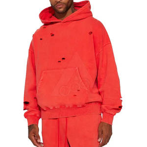 Sweat à capuche vieilli direct d'usine grande taille pour hommes conception personnalisée hiver couleur unie col à capuche couleur unie sweat teint uni - Product Image 1