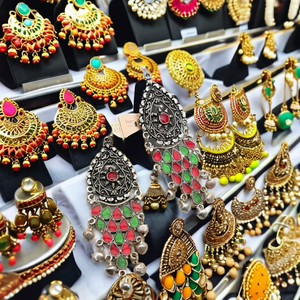 Direct from Indian Supplier Best Selling High Quality High Grade Oxidised <b>Long</b> Drop Jhumka Handmade Traditional Ethnic Jewelry - Product Image 1