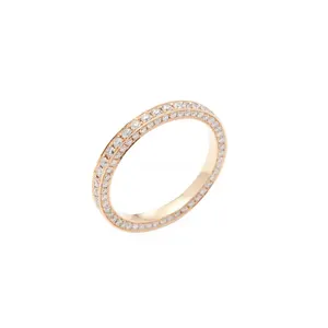 Уникальный Pave натуральная 3-сторонняя кольцо вечности укладки плотное кольцо из 18-ти кратного желтого золота Свадебное обручальное кольцо
