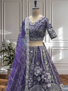 DETALLES DE LEHENGA FABRICNET WORKEMBROIDERY SECUENCIA DISEÑO TRABAJO INNERSATIN CON CANCAN Y LONA - Product Image 2