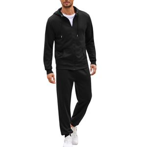 Custom Men's Tracksuit Black <b>Top</b> <b>And</b> <b>Trouser</b> Tracksuit for Cycling & Running Breathable OEM Serviced - Product Image 1
