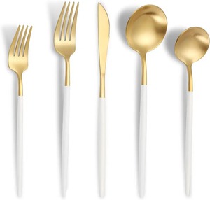 Wholesale Gold Wedding Cutlery Set Stainless Steel Golden Fork and Spoon Flatware Set for Best Price - Product Image 3