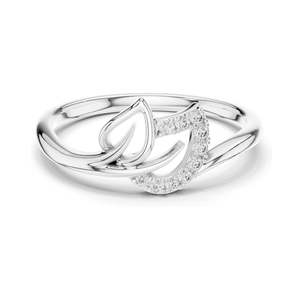 Anillo de Diamante Cultivado en Laboratorio de 0.075 CT para Mujer con Diseño de Hoja Trenzada, Claridad VVS-VS EF, Oro de 18KT, 14KT, 10KT y Plata 925 - Product Image 1