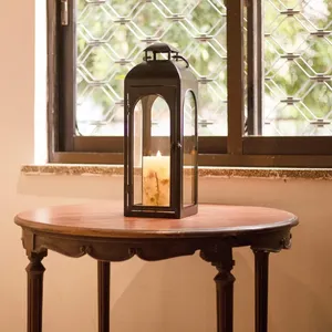 Lanterne suspendue en métal avec revêtement en poudre noire OEM pour événement utilisation décorative pour restaurant décoration intérieure autres bougeoirs - Product Image 2
