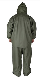 Combinaison imperméable légère en PVC coupe-vent bleu marine avec capuche, taille élastique et poignets durables, résistante au froid pour activités de plein air - Product Image 3