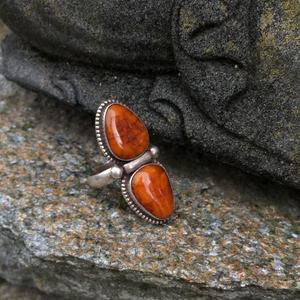 แหวนชั้นดีเงินสเตอร์ลิงทำด้วยมือ925ลูกแพร์พลอยอำพันบอลติกธรรมชาติสไตล์โบฮีเมียนตั้งค่าเป็นของขวัญครบรอบ - Product Image 3