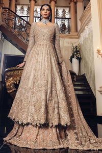 Vestido de novia ANARKALI LEHENGA & DUPATTA, bordado pesado impresionante, embellecido con cuentas de cristal, piedra, trabajo DABKA, 2023 - Product Image 2