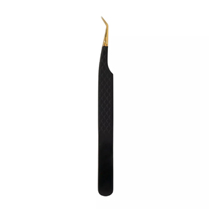 Pinzas de pestañas de acero inoxidable negro profesional de 45 grados de rocas grises, herramienta de estilismo de pestañas de precisión de alta calidad, Punta puntiaguda - Product Image 3