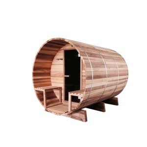 Fabricante al por mayor excelente calidad Canadian Red Cedar Barril Sauna al aire libre Sauna de madera con porche - Product Image 1
